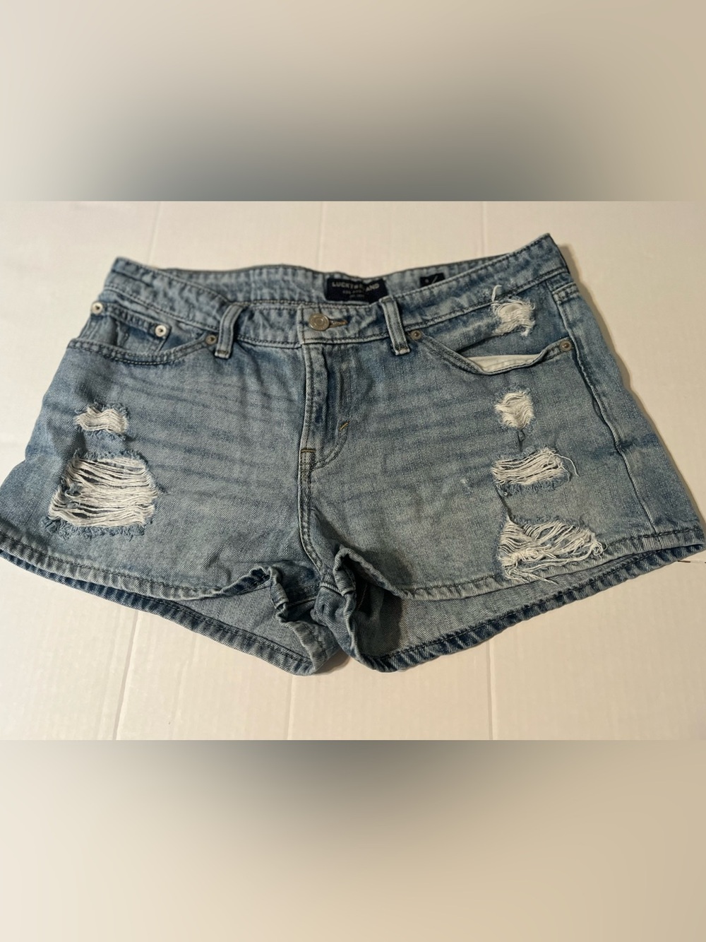 Lucky Brand Faded Light Blue Distressed Denim Shorts